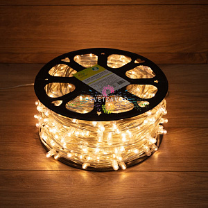 Клип Лайт 12В, мерцающий, WF, теплый белый, 665 LED, 100м, прoзрачный ПВХ, IP65, Neon-Night