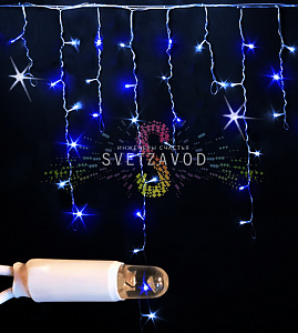 Светодиодная бахрома Айсикл, 3х0,9м, мерцающая, 220В, синяя+белая, белый ПВХ, IP65, Rich Led