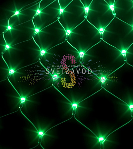 Световая сеть, 2х3м, 220В, зеленая, прозрачный ПВХ, IP54, с контроллером, Rich Led