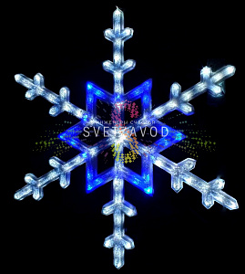 Светодиодная Снежинка, 97см, синяя+белая, фиксинг, 12В, IP54