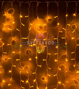 Светодиодный дождь 2х1,5м, желтый, мерцающий, YF, желтый ПВХ, 220В, IP65