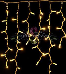 Светодиодная бахрома Айсикл, 3х0,7м, мерцающая, 220В, желтая, белый ПВХ, IP65