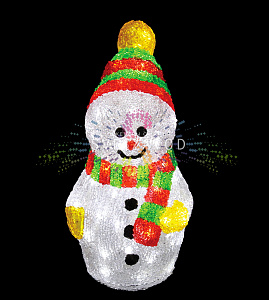 Акриловая фигура 3D Снеговик с шарфом, 30 см, 40 LED, 24В, с трансформатором, Neon-Night