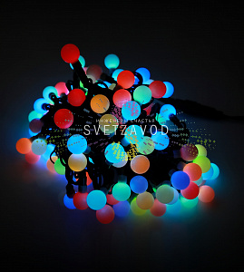 Гирлянда Шарики Ø 25мм, 15м, 220В, черный каучук, RGB, быстрая смена цвета, IP65, без блока питания	