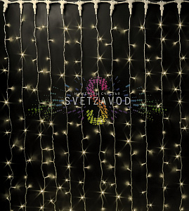 Светодиодный дождь Водопад, 3х2м, теплый белый, чейзинг, прозрачный ПВХ, 24В, IP54, Rich Led