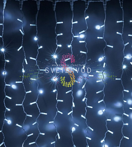 Светодиодный дождь 2х3м, белый, мерцающий, WF, белый ПВХ, 24В, IP65 