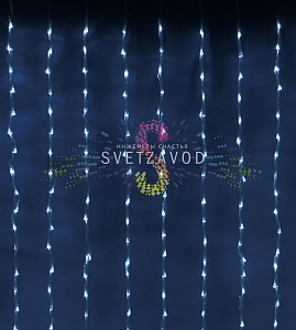 Светодиодный дождь с контроллером, 2,4х3,6м, белый, чейзинг, прозрачный ПВХ, 220В, IP54