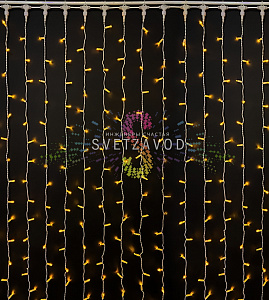 Светодиодный дождь 2х6м, желтый, мерцающий, WF, белый ПВХ, 220В, IP65, Rich Led