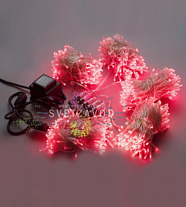 Клип Лайт Спайдер, 24В, 5 нитей по 20м, красный, мерцающий, RF, прозрачный ПВХ, IP64