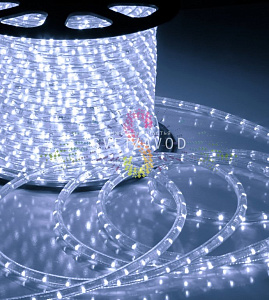 Дюралайт круглый, Ø 13мм, белый, 50м, 220В, 2W, 36 led/м, мерцающий