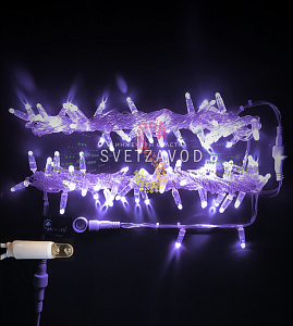 Гирлянда-нить Стринг Лайт, 220В, мерцающая, фиолетовая, 10м, прозрачный ПВХ, IP65, Rich Led