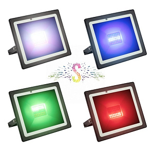 Прожектор светодиодный, RGB, 220В, 30Вт, с пультом ДУ, черный корпус, REXANT