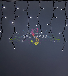 Светодиодная бахрома Айсикл, 4,8х0,6м, фиксинг, 24В, белая, черный каучук, IP65, без блока