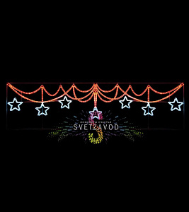 Светодиодная перетяжка "Новогодние звезды", 400х105 см, белая, красная