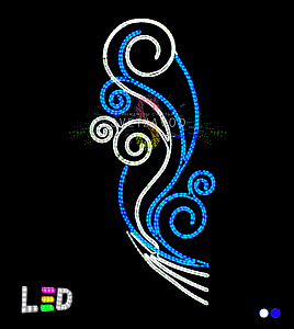 Светодиодная консоль "Перо Жар птицы", 200х90 см, синяя, белая