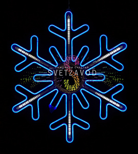 Светодиодная Снежинка, 80см, синяя, неон, с эффектом тающих сосулек, 220В, IP65