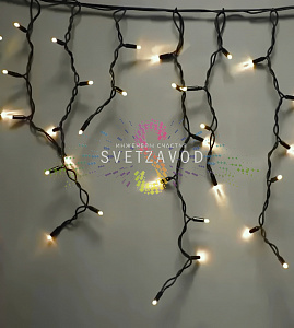 Светодиодная бахрома Айсикл, 3х0,7м, фиксинг, 220В, теплая белая, черный ПВХ, IP65