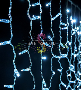 Светодиодный дождь 2х1м, белый, фиксинг, прозрачный ПВХ, 220В, IP65, Rich Led