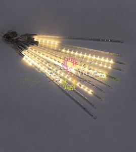 Гирлянда Тающие сосульки строб, теплая белая, 10х50см, шлейф 4,5м, 7В, 480LED, IP65 с блоком питания