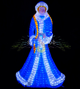 Акриловая фигура 3D Снегурочка с косой, 190 см, 5500 LED, 24В, с трансформатором