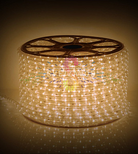 Светодиодный дюралайт, Ø 13мм, 220В, 2W, 36 led/м, фиксинг, теплый белый, шаг 1м, 100м, Rich Led