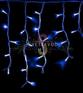 Светодиодная бахрома Айсикл, 4,8х0,6м, мерцающая, 220В, синяя, белый каучук, IP65, с шнуром