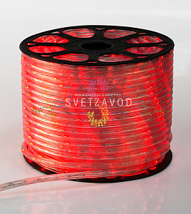 Светодиодный дюралайт, Ø 13мм, 220В, 2W, 24 led/м, фиксинг, красный, 100м, Neon-Night