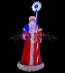 Акриловая фигура 3D Дед Мороз в красной шубе, 200 см, 5800 LED, 24В, с трансформатором